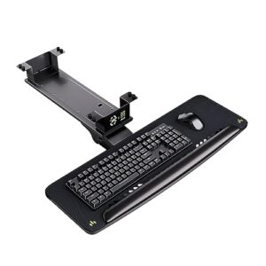 jwx keyboard tray under desk slide out, large under desk mounted keyboard drawer adjustable height with mouse pad & soft-touch wristpad for standing desk, gaming home office desk