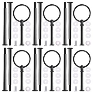 15 inches 3-tier cupcake black stand hardware fittings, metal mold circular holder diy making for fruit plate cake stand snack tray replacement parts tea party wedding decor (6 sets - black round)