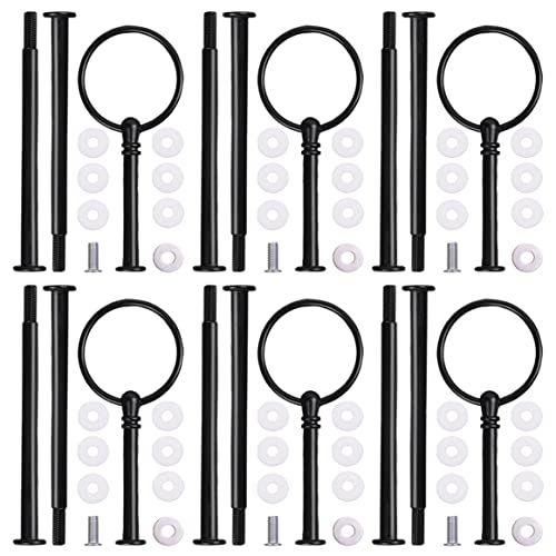 15 Inches 3-Tier Cupcake Black Stand Hardware Fittings, Metal Mold Circular Holder DIY Making for Fruit Plate Cake Stand Snack Tray Replacement Parts Tea Party Wedding Decor (6 Sets - Black Round)