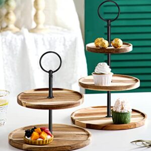 15 Inches 3-Tier Cupcake Black Stand Hardware Fittings, Metal Mold Circular Holder DIY Making for Fruit Plate Cake Stand Snack Tray Replacement Parts Tea Party Wedding Decor (6 Sets - Black Round)