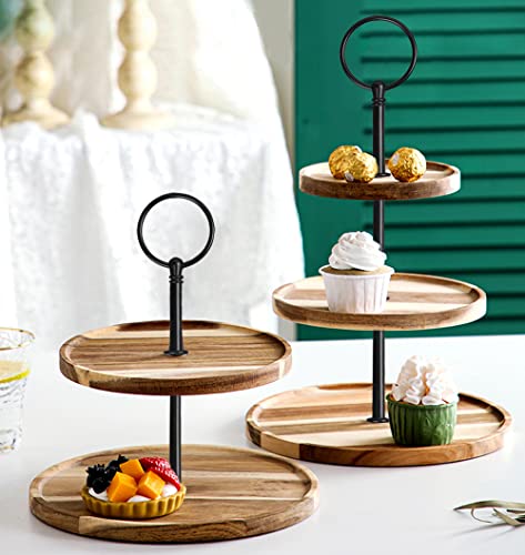 15 Inches 3-Tier Cupcake Black Stand Hardware Fittings, Metal Mold Circular Holder DIY Making for Fruit Plate Cake Stand Snack Tray Replacement Parts Tea Party Wedding Decor (6 Sets - Black Round)