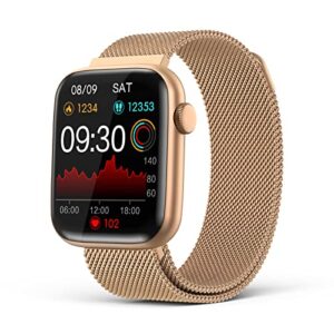 2023 smart watches for women with bluetooth call answer/dail,1.9'' hd full touch screen fitness tracker, ip67 waterproof smartwatch with blood pressure sleep monitor for android and iphone gold