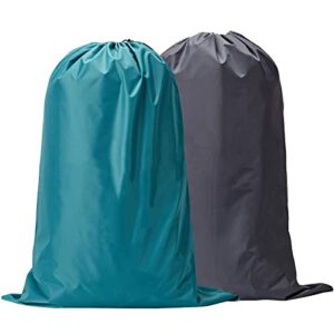 laundry bag 2 packs, 24x36 inches rips & tears resistant large dirty clothes storage bag, machine washable, heavy duty laundry hamper liner for college students, sky blue&gray