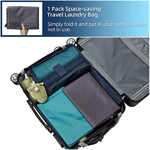 Laundry Bag 2 packs, 24x36 inches Rips & Tears Resistant Large Dirty Clothes Storage Bag, Machine Washable, Heavy Duty Laundry Hamper Liner for College Students, Sky Blue&Gray