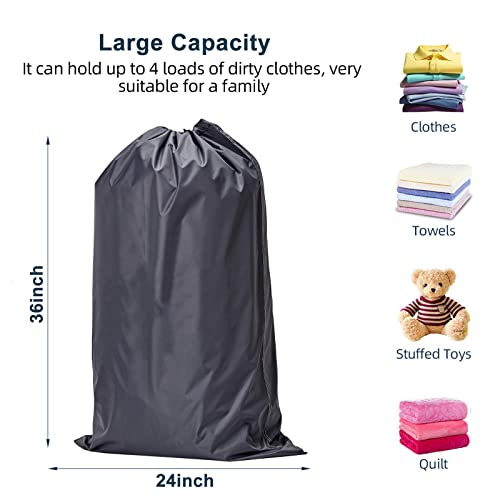 Laundry Bag 2 packs, 24x36 inches Rips & Tears Resistant Large Dirty Clothes Storage Bag, Machine Washable, Heavy Duty Laundry Hamper Liner for College Students, Sky Blue&Gray