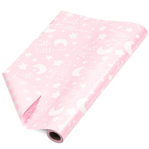 RUSPEPA Reversible Wrapping Paper Roll - Baby Girl Pink Pattern Great for Baby Shower, Birthday, Party - 17.5 Inches X 32.8 Feet