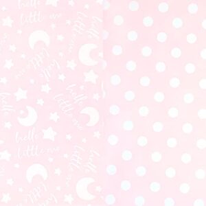 RUSPEPA Reversible Wrapping Paper Roll - Baby Girl Pink Pattern Great for Baby Shower, Birthday, Party - 17.5 Inches X 32.8 Feet