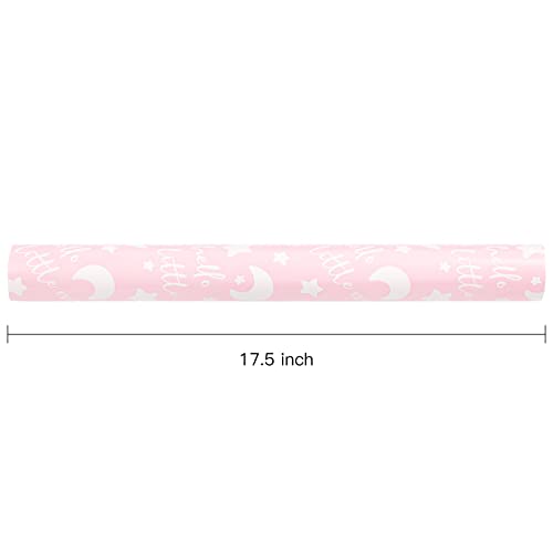 RUSPEPA Reversible Wrapping Paper Roll - Baby Girl Pink Pattern Great for Baby Shower, Birthday, Party - 17.5 Inches X 32.8 Feet