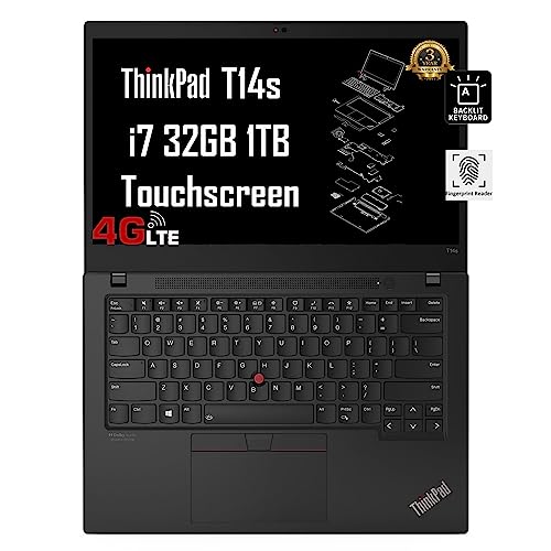 Lenovo ThinkPad T14s (Intel Core i7-1185G7 vPro, 32GB RAM, 1TB SSD, 14" FHD Touchscreen, 4G LTE) Business Laptop, 14-Hr Battery, Backlit, Fingerprint, FHD Webcam, Wi-Fi 6, Win 11 Pro - 3-Yr Warranty