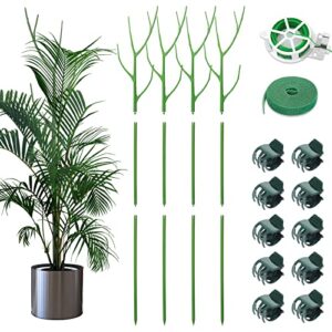roadplum 4 pack 39.37" detachable twig plant support stakes set, blends in to plant, branch plant sticks with orchid clips twist plant ties, twig trellis for indoor outdoor plants potted plants flower