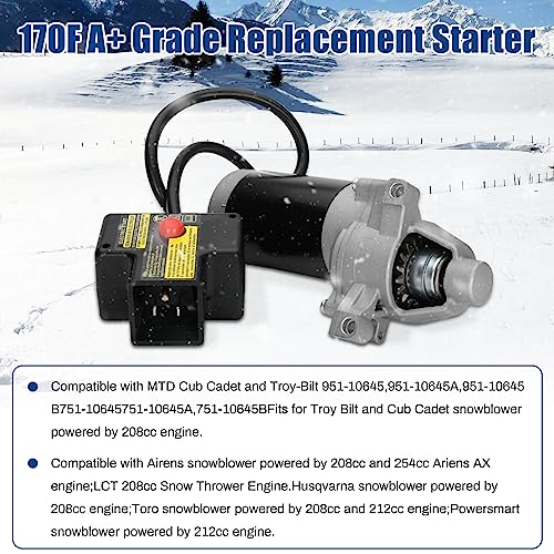 Saree JQ170 Electric Starter for Snowblower, Compatible with mtd cub ca-det Snowblower, Compatible with cub Cadet Troy bilt Snow Thrower, Compatible with 951-10645, 951-10645a, 751-10645, 751-10645a