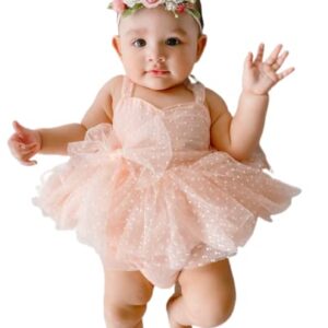 Infant Baby Girl Summer Outfits Sleeveless Dress Romper Lace Tutu Onesie Backless Jumpsuit Ruffle Bodysuit One Piece (I-Pink, 6-12 Months)