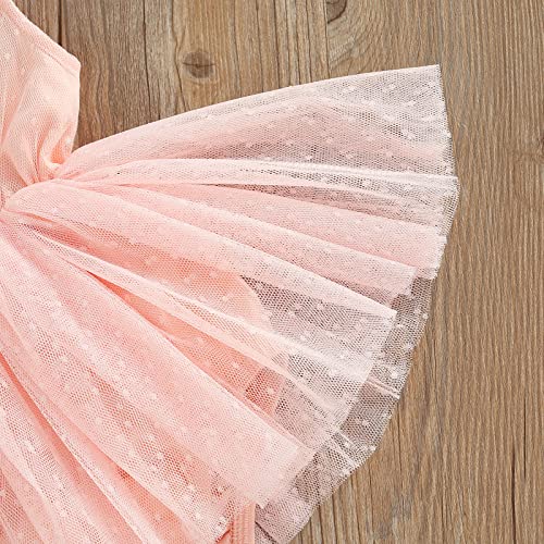 Infant Baby Girl Summer Outfits Sleeveless Dress Romper Lace Tutu Onesie Backless Jumpsuit Ruffle Bodysuit One Piece (I-Pink, 6-12 Months)