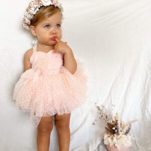 Infant Baby Girl Summer Outfits Sleeveless Dress Romper Lace Tutu Onesie Backless Jumpsuit Ruffle Bodysuit One Piece (I-Pink, 6-12 Months)