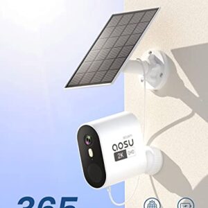 AOSU Solar Security Cameras Wireless Outdoor, 2K QHD Battery Powered Home Security System, 4 Cameras Kit with 166° Ultra-Wide View, Forever Power, Spotlight Camera, 32G Local Storage, No Monthly Fee