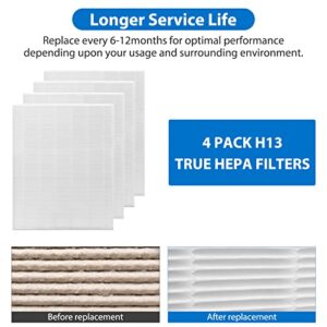 RONGJU 4 Pack 115115 True HEPA Replacement Filters A Size 21 for Winix PlasmaWave C535 5300 5300-2 5500 6300 6300-2 P300 9000 9500 9800 5000 5000B Air Purifier (4 HEPA)