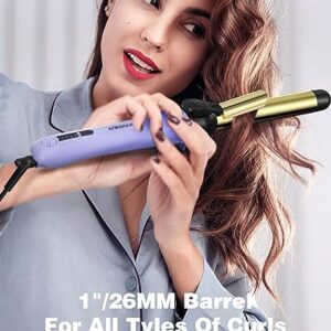 Rotating Curling Iron, Professional 1 Inch Automatic Hair Curler Titanium Auto Hair Curling Iron Self Curling Wand with Long Barrel, 5 Adjustable Temps, 1H Auto Off, Dual Voltage & Anti-Scald