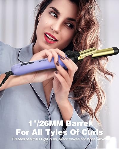 Rotating Curling Iron, Professional 1 Inch Automatic Hair Curler Titanium Auto Hair Curling Iron Self Curling Wand with Long Barrel, 5 Adjustable Temps, 1H Auto Off, Dual Voltage & Anti-Scald