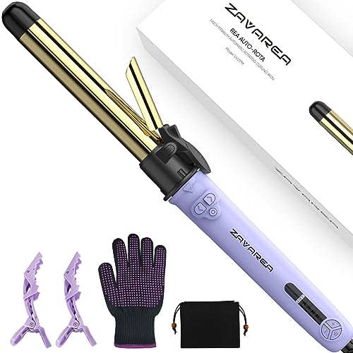 Rotating Curling Iron, Professional 1 Inch Automatic Hair Curler Titanium Auto Hair Curling Iron Self Curling Wand with Long Barrel, 5 Adjustable Temps, 1H Auto Off, Dual Voltage & Anti-Scald