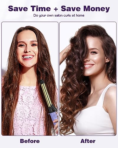 Rotating Curling Iron, Professional 1 Inch Automatic Hair Curler Titanium Auto Hair Curling Iron Self Curling Wand with Long Barrel, 5 Adjustable Temps, 1H Auto Off, Dual Voltage & Anti-Scald