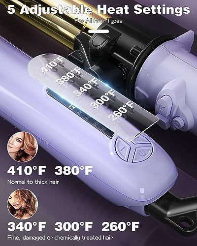 Rotating Curling Iron, Professional 1 Inch Automatic Hair Curler Titanium Auto Hair Curling Iron Self Curling Wand with Long Barrel, 5 Adjustable Temps, 1H Auto Off, Dual Voltage & Anti-Scald