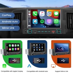 Hikity Apple CarPlay Car Radio Android Auto, 6.2 Inch Single Din Touchscreen Car Stereo with Bluetooth and Backup Camera, FM Car Audio Receiver