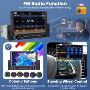 Hikity Apple CarPlay Car Radio Android Auto, 6.2 Inch Single Din Touchscreen Car Stereo with Bluetooth and Backup Camera, FM Car Audio Receiver