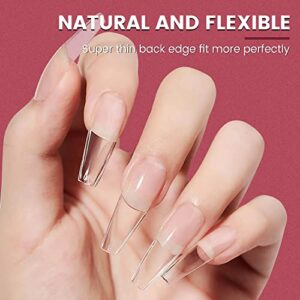 Nail Tips for Acrylic Nails 500 PCS - Clear Coffin Nails Tips Full Cover Professional Fake False Nails Extension Tips with Box for Nail Art