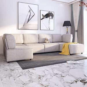 balus beige modular sectional sofa with ottoman, u shaped l shaped convertible sectional couch, free-combined oversized sectional sleeper sofa furniture sets for living room