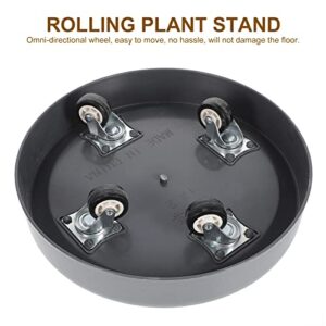 Cabilock Plant Stands Round Plant Stand Caddy Garden Patio Flower Pot Stand Rolling Plastic Planter Holder Plant Saucer Tray Flower Pots Base Tray with Wheels (L) Indoor Plant Stand