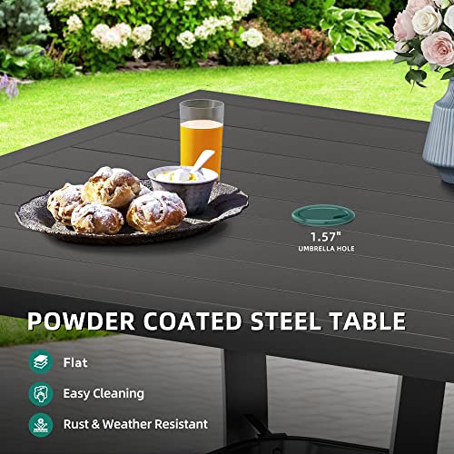 YITAHOME Patio Table, 37" Square Outdoor Patio Dining Table with 1.57" Umbrella Hole, E-Coating Metal Outdoor Dining Table Perfect for Lawn Backyard Garden, Black