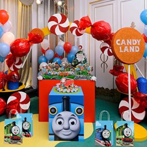 LAROPA 16Pcs Thomas Train Party Paper Bags, Thomas Party Favor Gift Bags Treat Candy Bags for Thomas Train Fans Birthday Party Decoration Supplies, 2 Styles