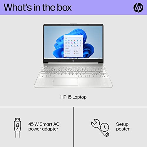 HP 15.6 inch Laptop, FHD Display, 12th Gen Intel Core i5, 16 GB RAM, 512 GB SSD, Intel Iris Xe Graphics, Windows 11 Home, 15-dy5399nr (2023),Silver