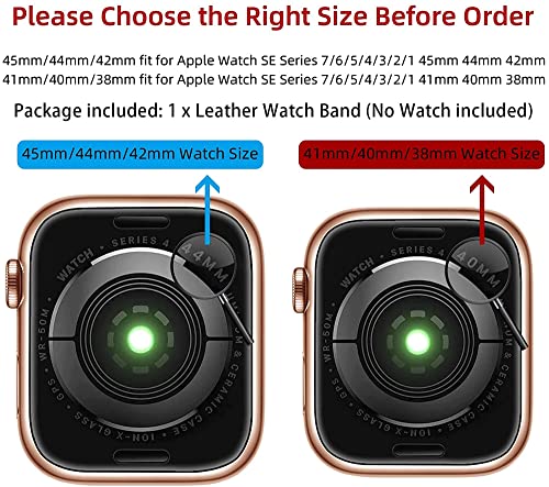 WINCHIHAN Compatible with Apple Watch Band 49mm 45mm 44mm 42mm, Leather Bands Replacement Strap for iWatch Ultra SE Series 8 7 6 5 4 3 2 1 / No.A20040