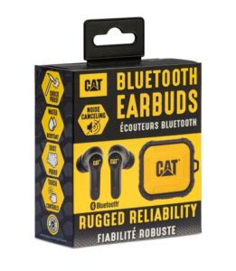 cat bluetooth noise canceling ear buds- rugged wireless earbuds for tough jobs - dust proof, shock proof, water resistant earbuds for working out - bluetooth headphones compatible with apple, android