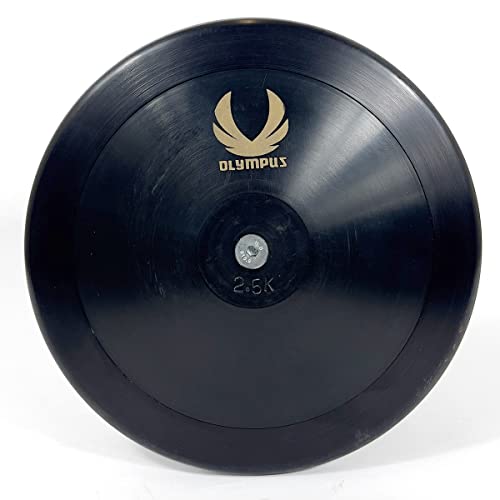 Olympus Midnight Series 2.5kg - 2.25kg - 1.75kg - 1.5kg - 1.25kg - .75kg Low-Spin Training Discus, 65% Rim Weight - Training Approved Track & Field Throwing Discus (2.5, kilograms)