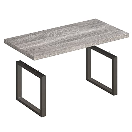 IBF Industrial Coffee Table, Wood and Metal Simple Modern Rustic Center Table, Minimalist Rectangle Farmhouse Wooden Cocktail Table for Living Room, Light Grey Oak, 47 Inch