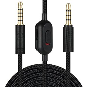 earla tec replacement audio cable for g433 headphones,aux cord braided wire with volume control &mic mute compatible with logitech g pro x g pro g233 gaming headsets (black)