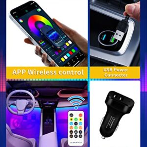 RGB Interior Car Strip Lights with Smart APP Control, Music Sync Under Dash Footwell Neon Internal Lighting Kit Multicolor,12V LED Strip Lights for Cars, Trucks, SUVs with Car Charger(1 Set)