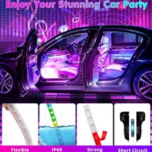 RGB Interior Car Strip Lights with Smart APP Control, Music Sync Under Dash Footwell Neon Internal Lighting Kit Multicolor,12V LED Strip Lights for Cars, Trucks, SUVs with Car Charger(1 Set)