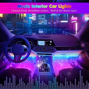 RGB Interior Car Strip Lights with Smart APP Control, Music Sync Under Dash Footwell Neon Internal Lighting Kit Multicolor,12V LED Strip Lights for Cars, Trucks, SUVs with Car Charger(1 Set)