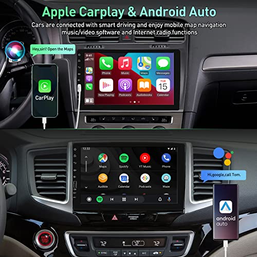 ACTASIAN Single Din Car Stereo with Apple Carplay and Android Auto, 9 Inch Car Stereo with Bluetooth, DSP, USB/SD Port, Car Audio with IPS Screen,FM Car Radio Receiver, Backup Camera