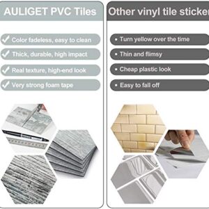 AULIGET 2 Piece Peel and Stick Backsplash PVC Tile, 3" x 6" Rustic Brick Stick on Tiles for Backsplash Kitchen, Bathroom, Laundry Room, Camper, Fireplace