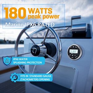 GUZARE Marine Radio Bluetooth Stereo Audio Waterproof Radio Boats FM AM Gauge Stereo Golf Cart Marine Stereo Receiver Audio Systems for RV UTV Yacht