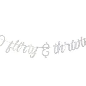 StarsGarden 30 Flirty & Thriving Banner – Talk Thirty to Me Banner It's My Funny Fabulous 30 Banner -Dirty 30th Birthday Banner Decorations - Finally 30 Milestone Happy Birthday Decorations(Silver 30)