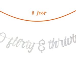 StarsGarden 30 Flirty & Thriving Banner – Talk Thirty to Me Banner It's My Funny Fabulous 30 Banner -Dirty 30th Birthday Banner Decorations - Finally 30 Milestone Happy Birthday Decorations(Silver 30)