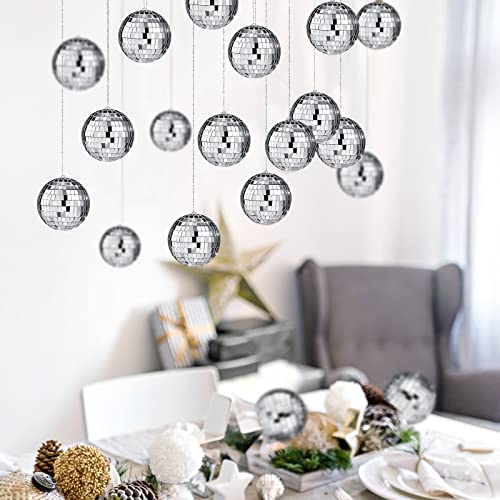 200 Pcs Disco Balls Ornament Mini Disco Balls Small Mirror Silver Hanging Decorations Reflective Disco Ball for 70s Disco Themed Party Christmas Tree Birthday Wedding (1.2 Inch)