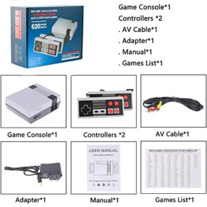 Classic Retro Console, AV Output NES Video Game Built-in 620 Games with 2 Classic Controllers