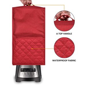 Zbeiur Kitchen Blender Dust Cover,Blender Covers Compatible with Ninja Foodi Blender,Juicer Cover with Accessory Pocket. Waterproof Fabric, Easy to clean (Red)