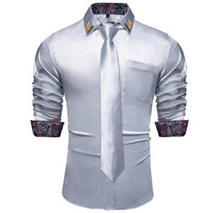 houkai fashion grey men's shirt long sleeve formal wedding party shirt men's classic menswear (color : d, size : x-large)